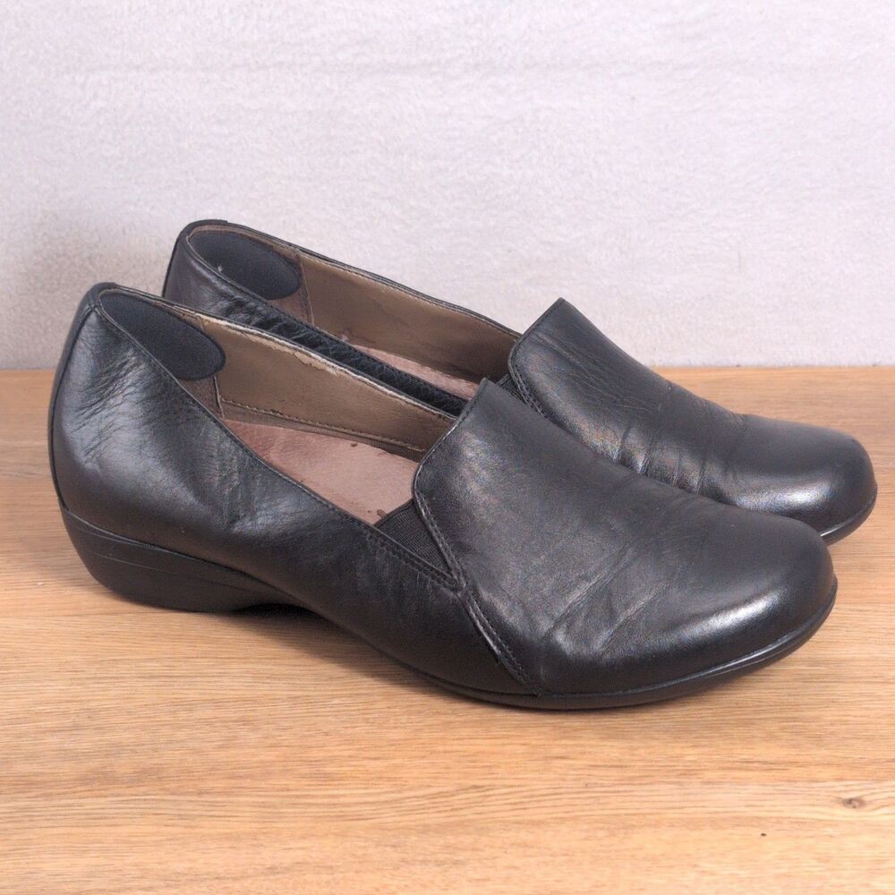 Dansko Farah Women's 10.5-11 EU 41 Slip-On Loafers Black Leather Comfort Shoes